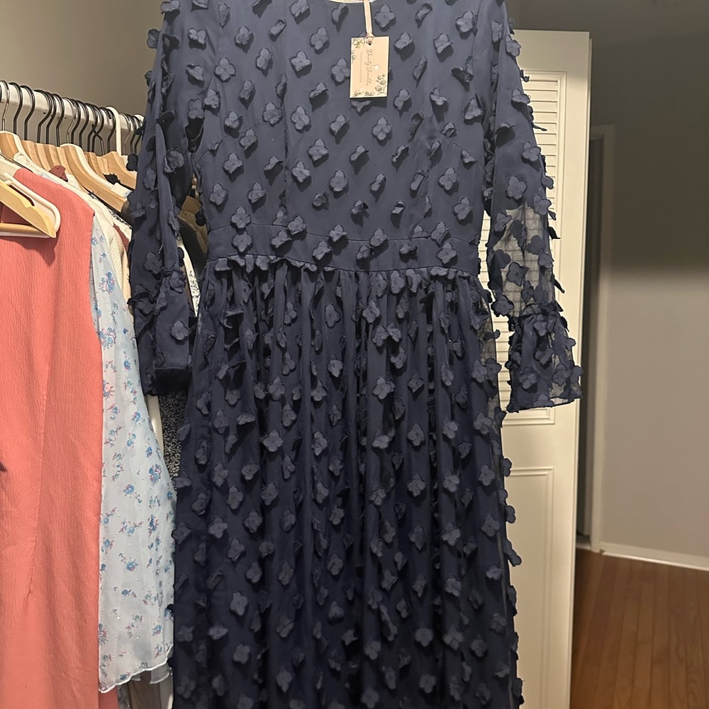 Dainty Jewells Navy Blue Textured Maxi Dress